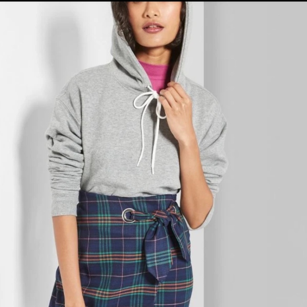Wild Fable Heather Gray Cropped Hoodie